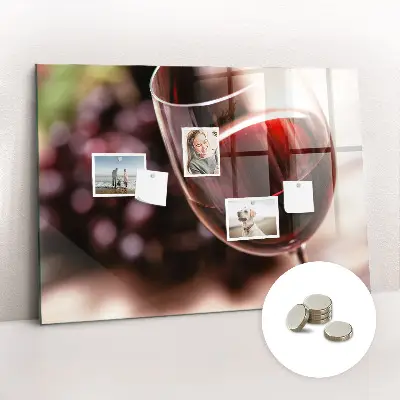 Magnetic glass dry erase board featuring a glass of red wine