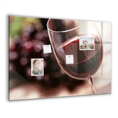 Magnetic glass dry erase board featuring a glass of red wine