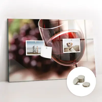 Magnetic glass dry erase board featuring a glass of red wine
