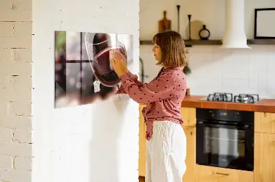 Magnetic glass dry erase board featuring a glass of red wine