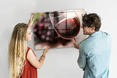 Magnetic glass dry erase board featuring a glass of red wine