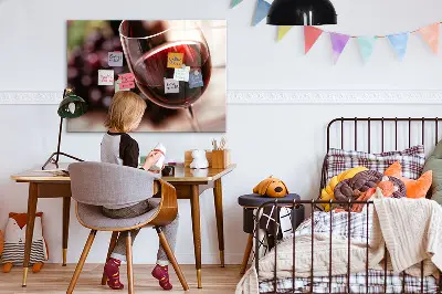 Magnetic glass dry erase board featuring a glass of red wine