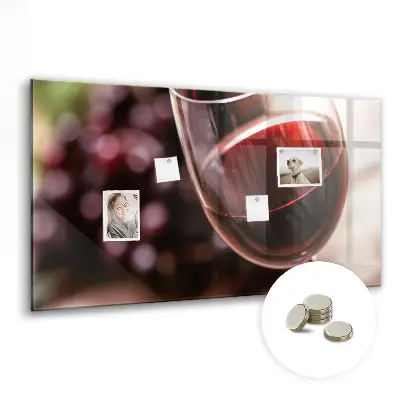 Magnetic glass dry erase board featuring a glass of red wine