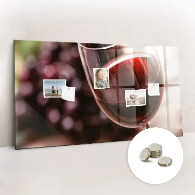 Magnetic glass dry erase board featuring a glass of red wine