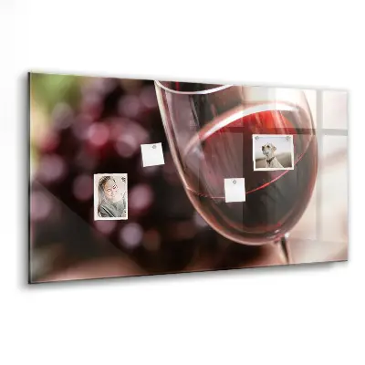Magnetic glass dry erase board featuring a glass of red wine