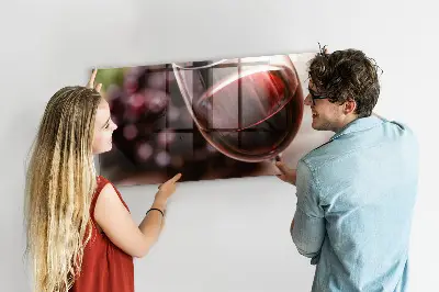 Magnetic glass dry erase board featuring a glass of red wine