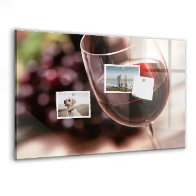 Magnetic glass dry erase board featuring a glass of red wine