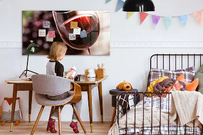 Magnetic glass dry erase board featuring a glass of red wine