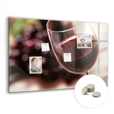 Magnetic glass dry erase board featuring a glass of red wine