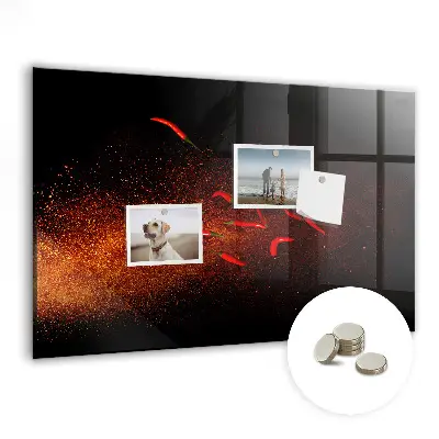 Magnetic wall board with chili peppers design