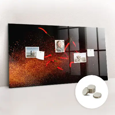 Magnetic wall board with chili peppers design