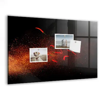 Magnetic wall board with chili peppers design