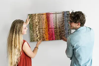 Magnetic glass dry erase board featuring a spice rack design