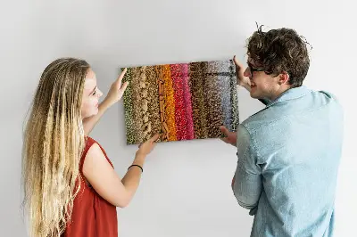 Magnetic glass dry erase board featuring a spice rack design