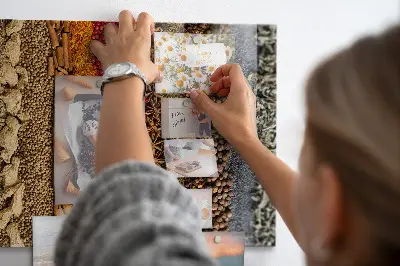 Magnetic glass dry erase board featuring a spice rack design
