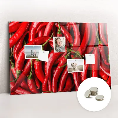 Magnetic wall board with hot peppers print