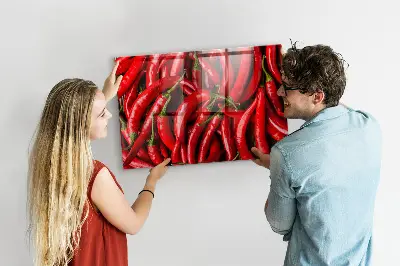 Magnetic wall board with hot peppers print
