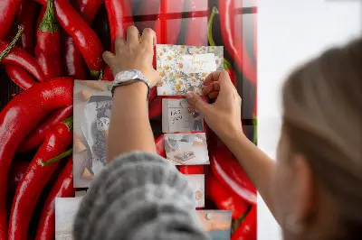 Magnetic wall board with hot peppers print
