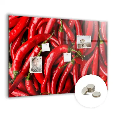 Magnetic wall board with hot peppers print