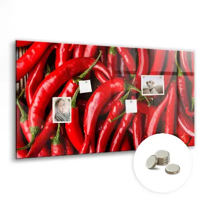 Magnetic wall board with hot peppers print