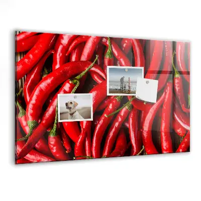 Magnetic wall board with hot peppers print