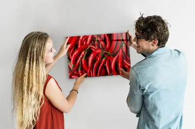 Magnetic wall board with hot peppers print