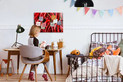 Magnetic wall board with hot peppers print