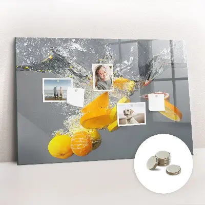 Magnetic Glass Dry Erase Board Featuring Citrus Fruits in Water
