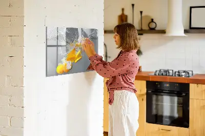 Magnetic Glass Dry Erase Board Featuring Citrus Fruits in Water
