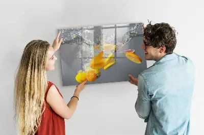Magnetic Glass Dry Erase Board Featuring Citrus Fruits in Water