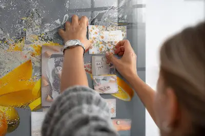 Magnetic Glass Dry Erase Board Featuring Citrus Fruits in Water