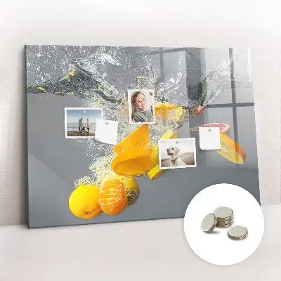 Magnetic Glass Dry Erase Board Featuring Citrus Fruits in Water