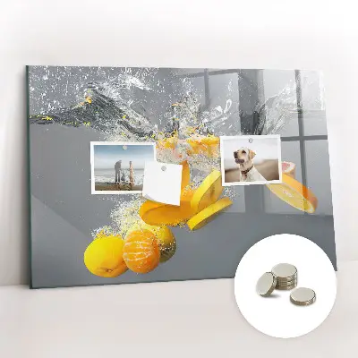 Magnetic Glass Dry Erase Board Featuring Citrus Fruits in Water