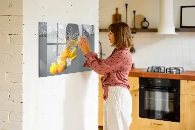 Magnetic Glass Dry Erase Board Featuring Citrus Fruits in Water