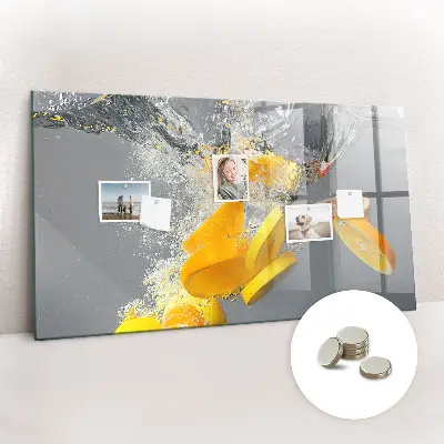 Magnetic Glass Dry Erase Board Featuring Citrus Fruits in Water