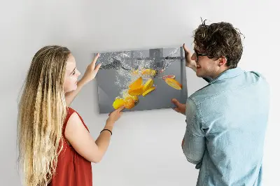Magnetic Glass Dry Erase Board Featuring Citrus Fruits in Water