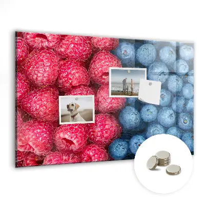 Magnetic wall board with blueberries and raspberries