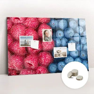 Magnetic wall board with blueberries and raspberries
