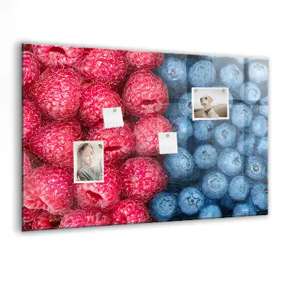 Magnetic wall board with blueberries and raspberries