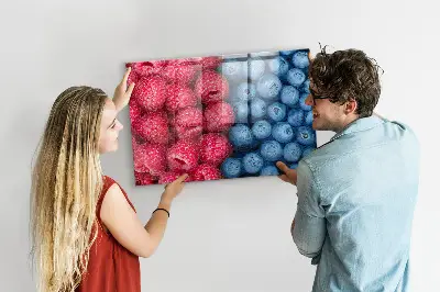 Magnetic wall board with blueberries and raspberries