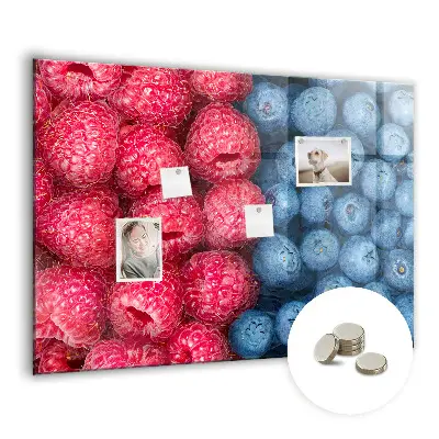 Magnetic wall board with blueberries and raspberries