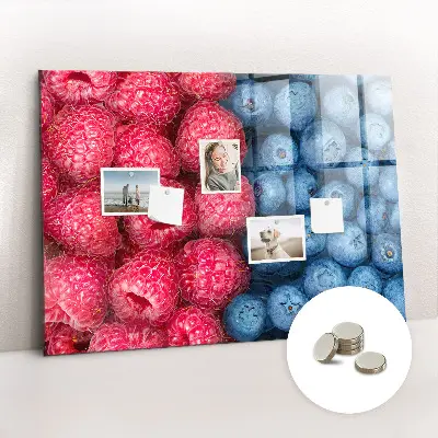 Magnetic wall board with blueberries and raspberries