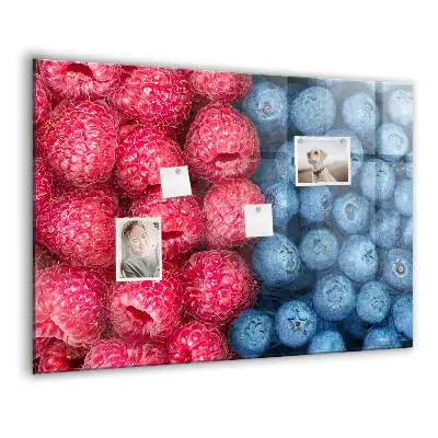 Magnetic wall board with blueberries and raspberries