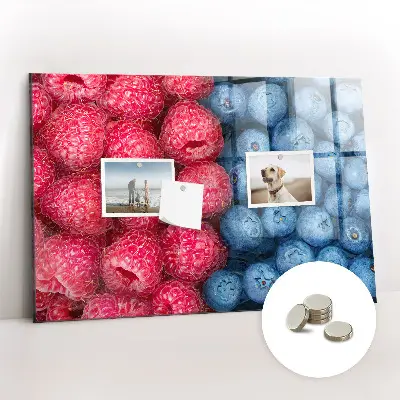 Magnetic wall board with blueberries and raspberries