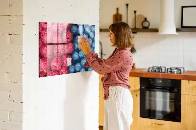 Magnetic wall board with blueberries and raspberries