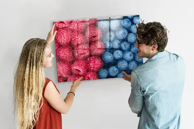 Magnetic wall board with blueberries and raspberries