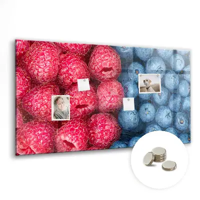 Magnetic wall board with blueberries and raspberries