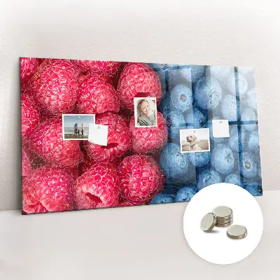Magnetic wall board with blueberries and raspberries