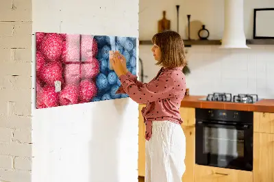 Magnetic wall board with blueberries and raspberries