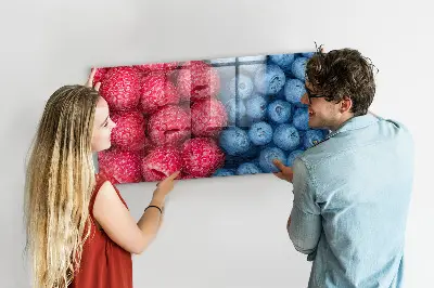 Magnetic wall board with blueberries and raspberries